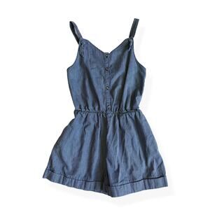 Tea Collection Striped Button Front Overall Romper Girls 10 Cotton Blue